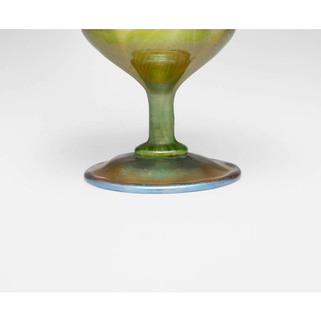 Tiffany Studios Antique Tiffany Studios Pulled Feather Ruffled Design Favrile Glass Vase/Compote For Sale - Image 4 of 9