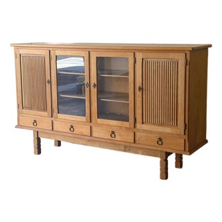 Vintage Danish Oak Sideboard in Style of Henning Kjærnulf – Brutalist Modern Credenza, 1960s, Attributed For Sale