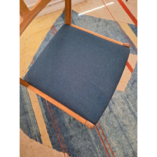 Danish Oak Dining Chairs with Petrol Blue Covers, 1960s, Set of 2 For Sale - Image 5 of 13