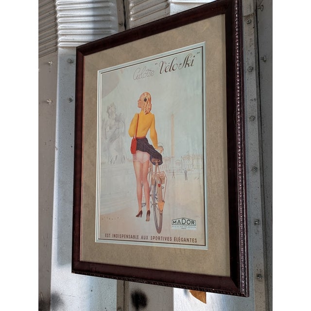 Printmaking Materials Vintage 1946 French "Culotte Vélo-Ski" Advertising Poster by André Wilquin – Framed Mid-Century Parisian Sportswear Lithograph For Sale - Image 7 of 7