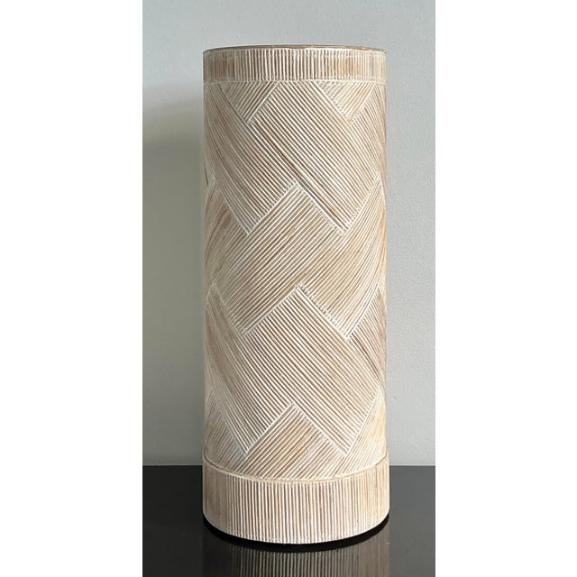 Late 20th Century Vintage Boho Washed Pencil Reed Pedestal For Sale - Image 5 of 6