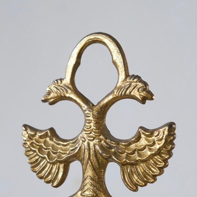 Large 19th Century Andirons in Brass with Birds, 1920s, Set of 2 For Sale - Image 3 of 13