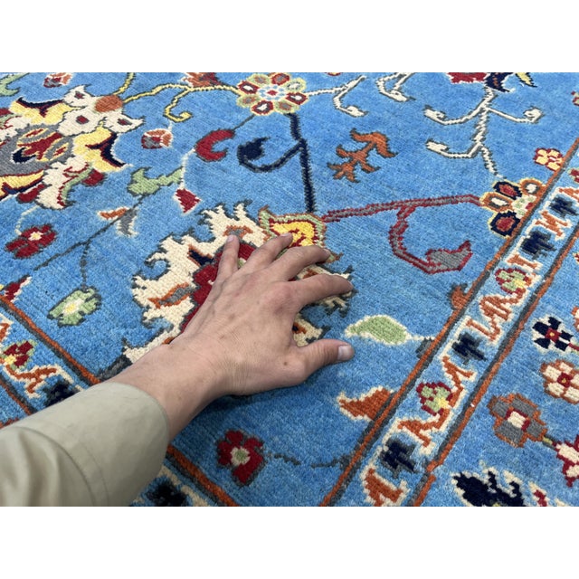Sky Blue Persian Style Floral Area Rug With Botanical Border, 4'9" X 6'3" For Sale - Image 10 of 14
