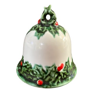 Vintage 20th Century Porcelain Holly Berry Christmas Bell/ Ornament For Sale
