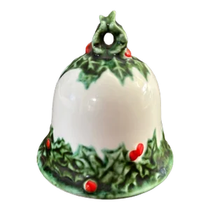 Vintage 20th Century Porcelain Holly Berry Christmas Bell/ Ornament