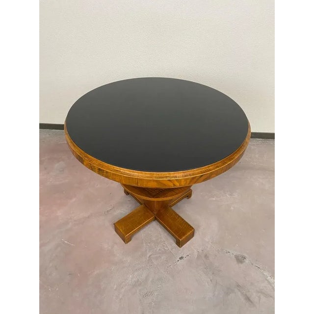 Art Deco Card Table with Black Glass Top, 1930s For Sale - Image 4 of 11