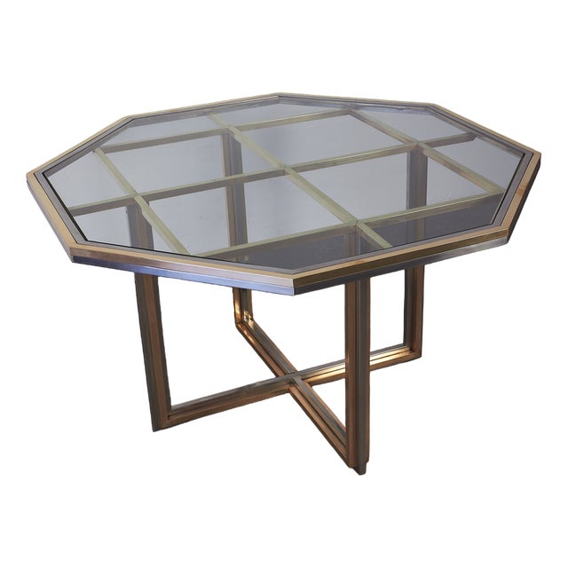 Octagonal Brass Table by Renato Zevi, 1970s For Sale