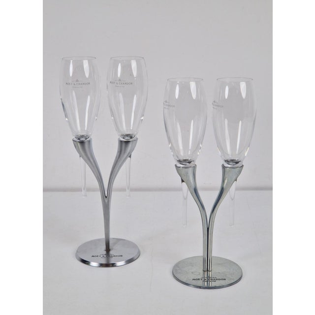 Crystal Champagne Flutes in Holder by Philippe Di Meo for Moët & Chandon, 1980s, Set of 2 For Sale - Image 14 of 14