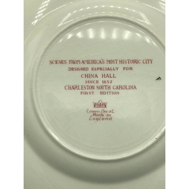 Raspberry Red 1st Edition China Hall Charleston Scene Plate For Sale - Image 8 of 11
