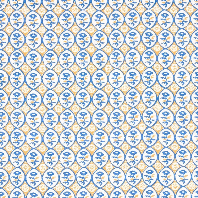 Schumacher Sample - Schumacher Josiane Floral Fabric in Yellow & Blue For Sale - Image 4 of 4