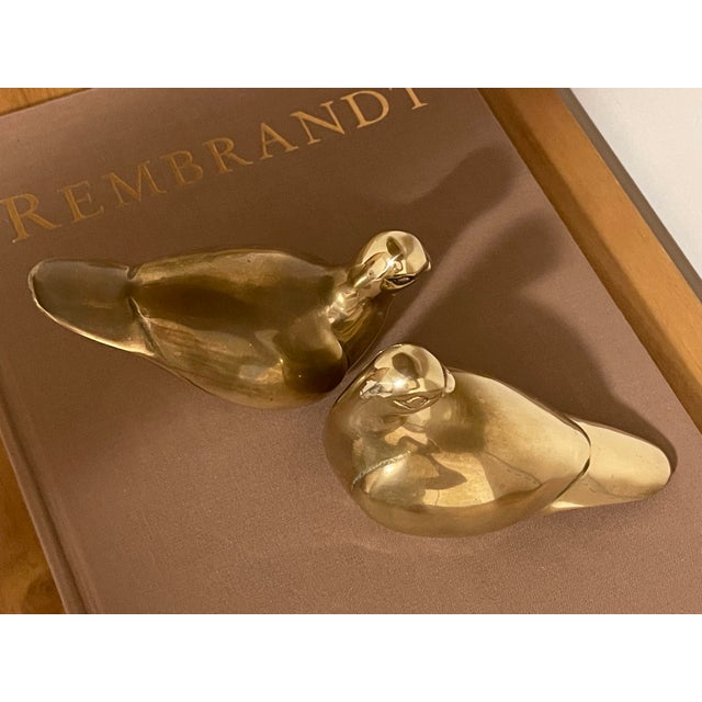 1950s Mid-Century Modern Brass Doves For Sale - Image 5 of 12