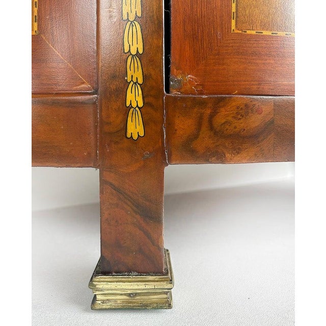 Late 20th Century Demi-Lune Console Cabinet With Inlays and Embellished With Painted Decorations For Sale - Image 14 of 15