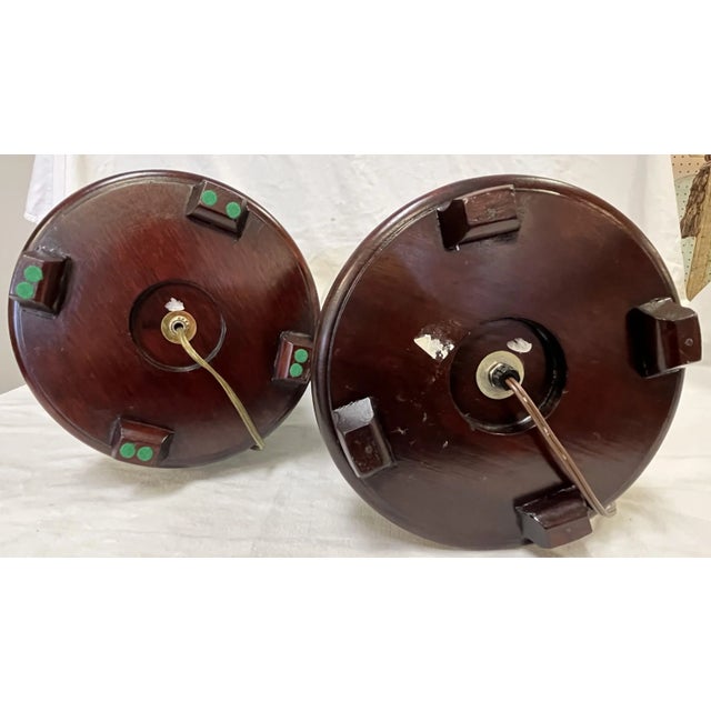 Celadon Vintage Hand Painted Celadon Vases Converted to Lamps- a Pair For Sale - Image 8 of 13