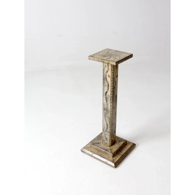 Cream Antique Hand Painted Pedastal Stand For Sale - Image 8 of 12