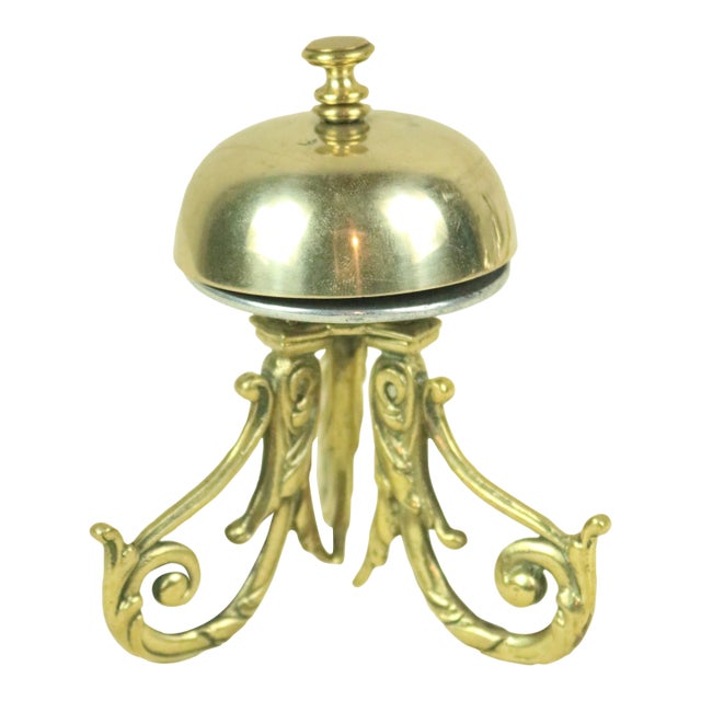 Unusual Late 19th Century Brass Desk Bell For Sale