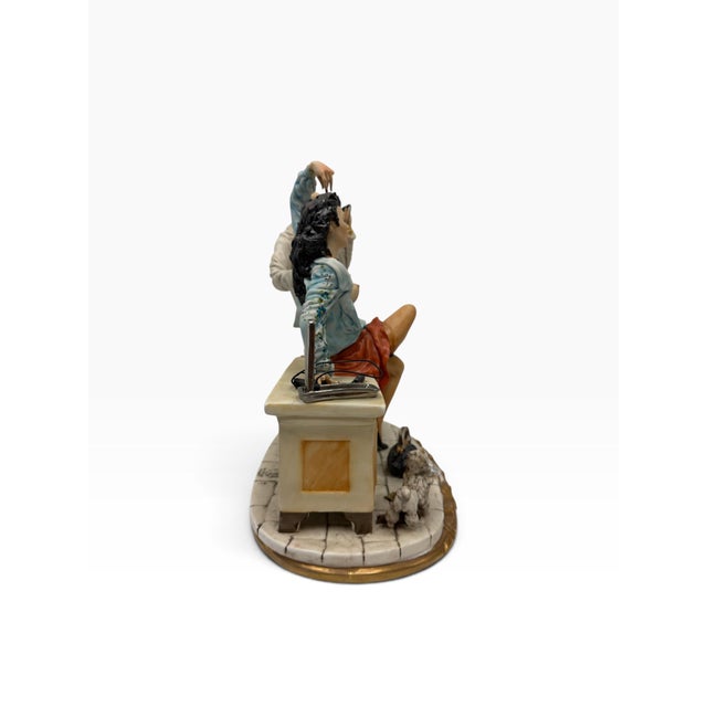 Capodimonte Vintage Mid-Century Italian Capodimonte Porcelain Sculpture "La Paziente" by Tiziano Galli for Stefanello Studio For Sale - Image 4 of 9