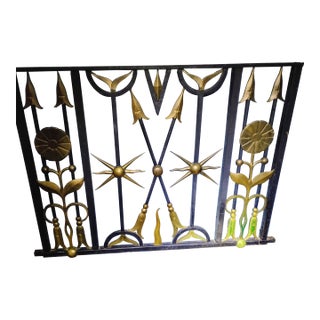 Monumental Mid-Century Iron & Brass Architectural Panel For Sale