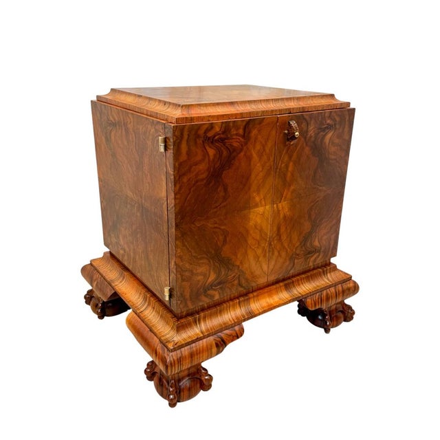 Exceptional Art Deco small cabinet, Central Europe 1930s. Spruce and plywood veneered in walnut root veneer - venered on...