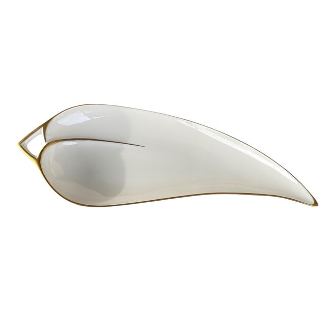 Vintage Pickard China Gold Accent 430 Leaf-Shaped Serving Dish | Art Deco Elegance For Sale In Austin - Image 6 of 7