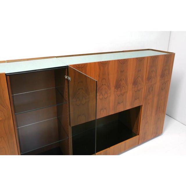 Modular Mirror Top Wall Unit with Integrated Bar Cabinet, Italy, 1970s For Sale - Image 9 of 18