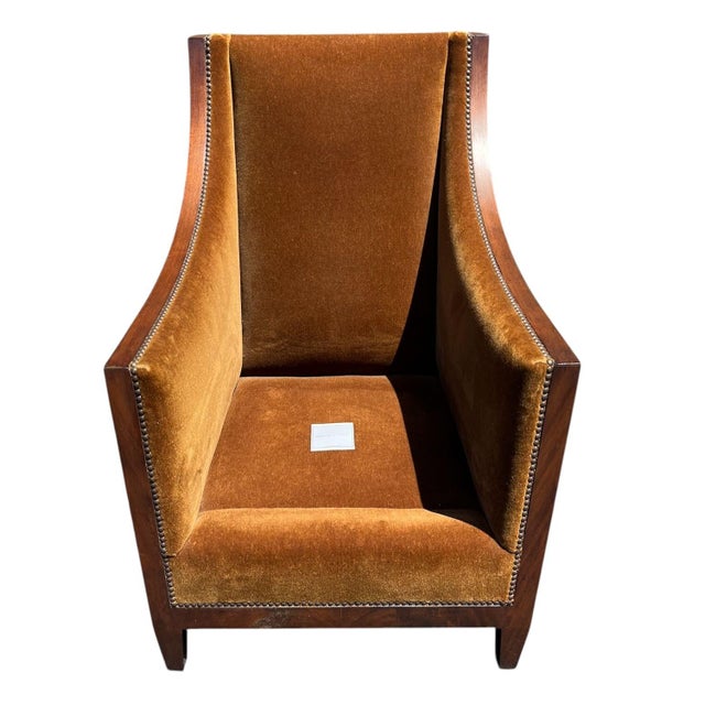 Early 21st Century Dessin Fournir Eyton Bergere. Mohair, Mahogany Club Chair For Sale - Image 5 of 17