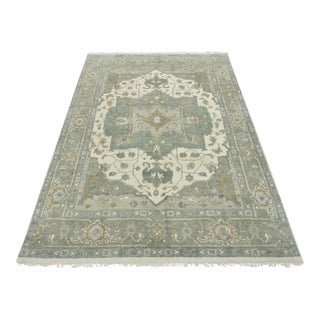 Serapi Rug 7'6'' X 10'3'' Ivory Wool Modern Hand-Knotted Oriental Carpet For Sale