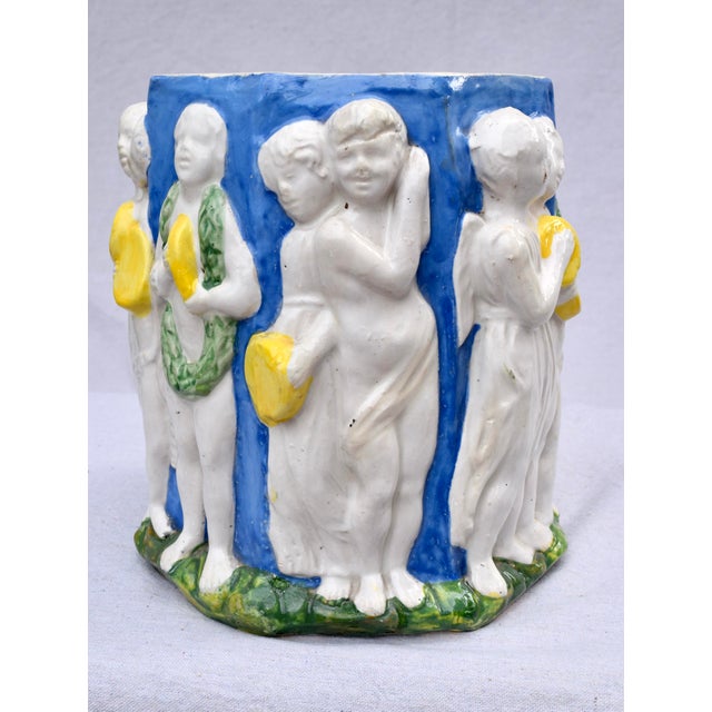 Dellarobbia Early 20th C. Italian Majolica Planter in the Manner of Della Robbia For Sale - Image 4 of 11