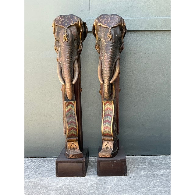 Vintage Boho Polychromed Elephant Statues - A Pair For Sale - Image 11 of 12