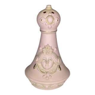 Rare Antique Schafer & Vater Pink Bisque Porcelain Figural Lady Hatpin Holder For Sale