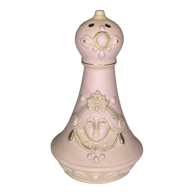 Rare Antique Schafer & Vater Pink Bisque Porcelain Figural Lady Hatpin Holder For Sale