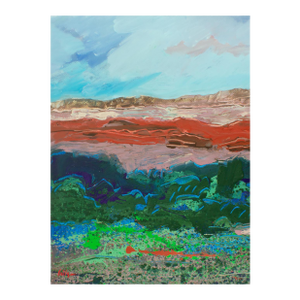 1980s Abstract Acrylic Landscape by Harry Hilson