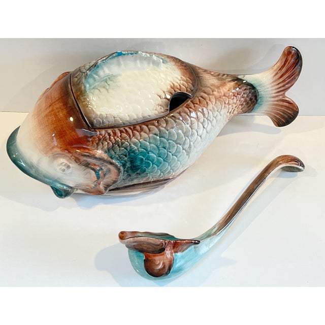 Figurative Vintage R. Blanche Fish 3 Piece Serving Set (Italy) For Sale - Image 3 of 13