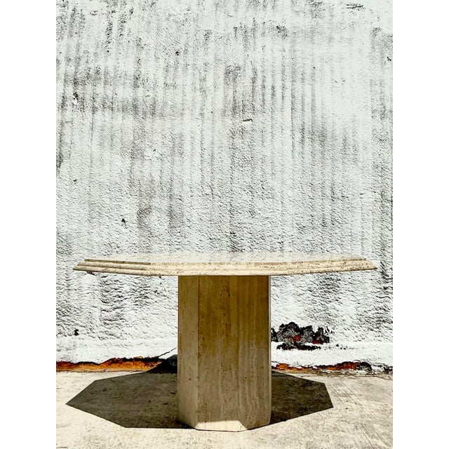 Vintage Boho Stacked Travertine Octagon Dining Table For Sale - Image 10 of 12