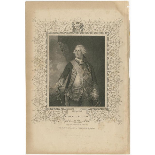 Antique Portrait Engraving of Admiral Lord Hawke, 1850 For Sale - Image 9 of 10