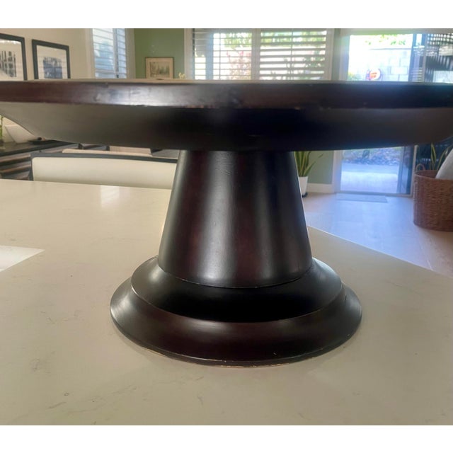 Mid 20th Century Mid 20th Century Ebonized Wood Pedestal Tray Centerpiece X-Large For Sale - Image 5 of 7
