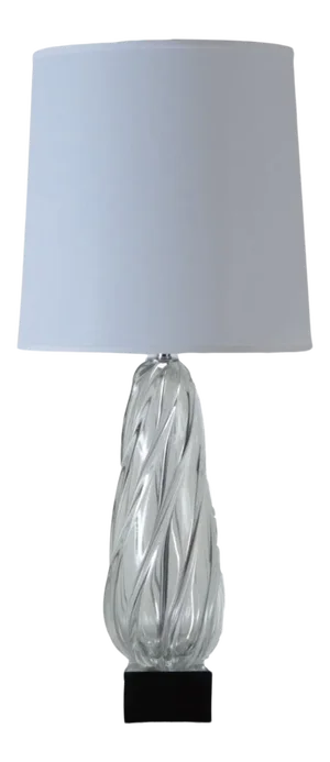 1970s Tall Swirl Glass Table Lamp on Chrome Base