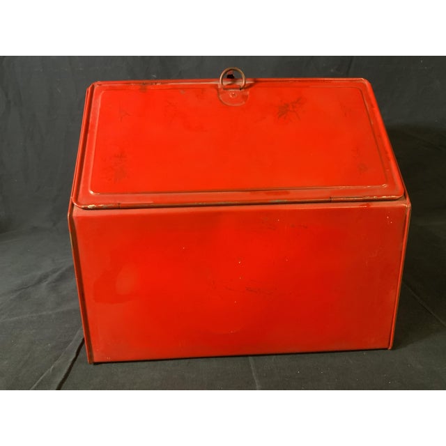 Vintage Red Metal Bread Box Chairish