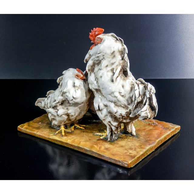 White Rooster and Hens Sculpture by G. Cacciapuoti For Sale - Image 8 of 18