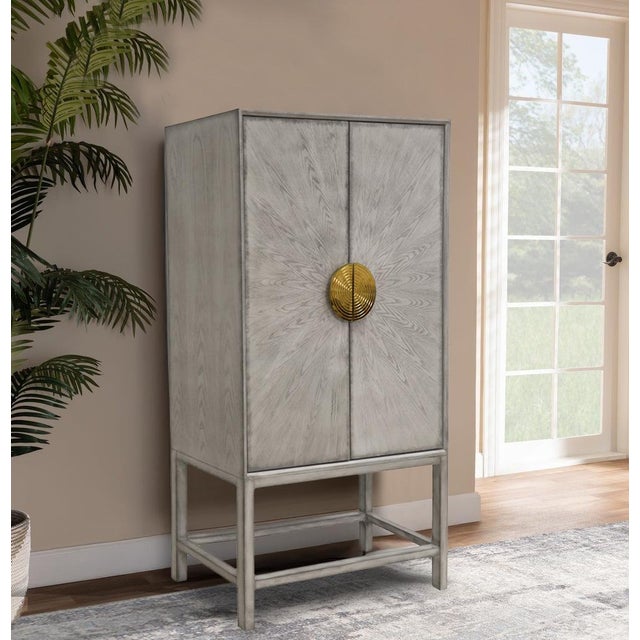 Pasargad Home Oliver Bar Cabinet With Shelves, Drawer and Mirror For Sale - Image 12 of 13