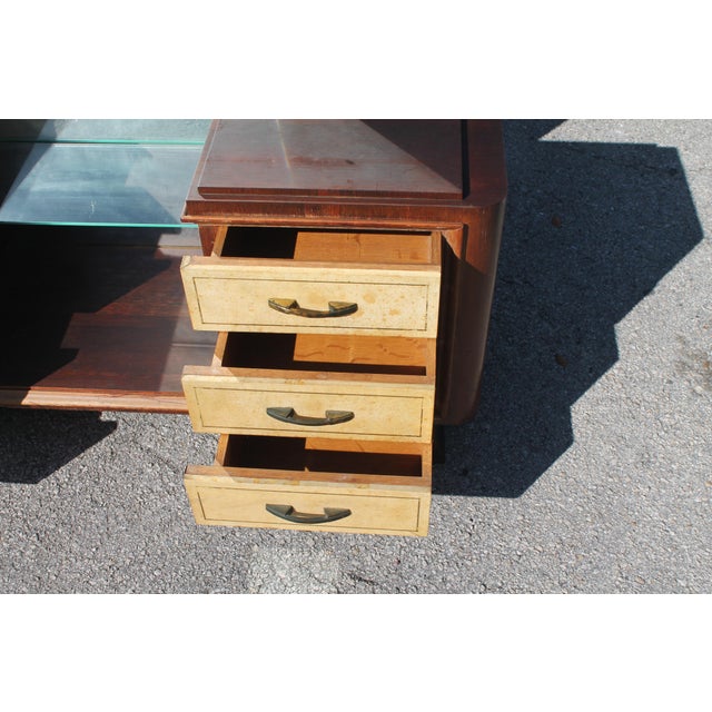 C1930's French Art Deco Parchment Goat Skin 6 Drawer Glamorous Ladies Vanity For Sale - Image 11 of 12