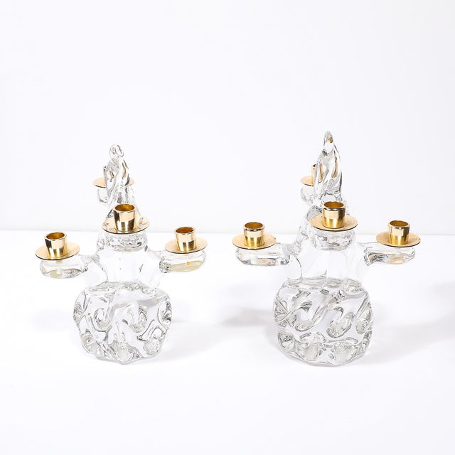 This pair of mid-century amorphic tree-form candelabra, signed Schneider, showcases the elevated artistry and innovation...