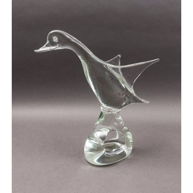 Licio Zanetti Italy Hand Blown Murano Art Glass Goose Duck Bird Sculpture. Measures approximately 6 1/8" long, 6 3/8"...