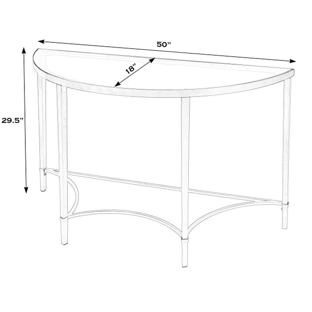 Modern Monica 50 in. W Demilne Glass and Metal Console Table, Antique Gold For Sale - Image 3 of 8