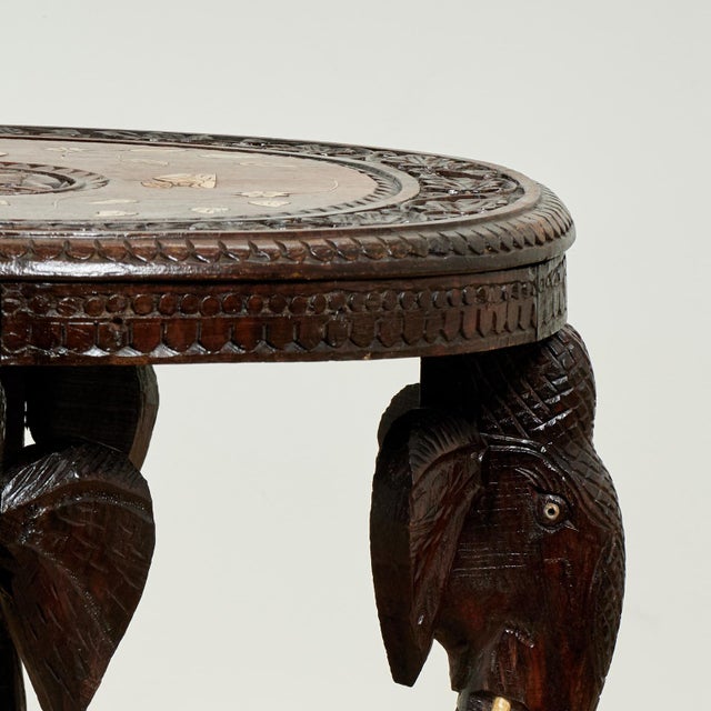 Antique Anglo Indian Inlaid and Carved Table or Stand For Sale - Image 10 of 17