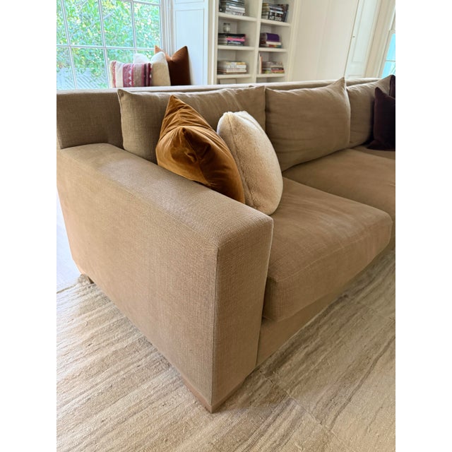 Contemporary Custom-Designed Sofa Upholstered in Pierre Frey Linen Fabric For Sale - Image 3 of 9