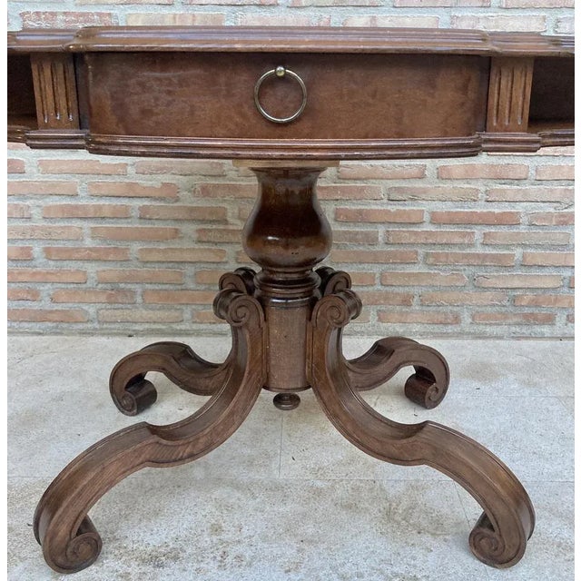 Brown French Walnut Game Table, 1950s For Sale - Image 8 of 13