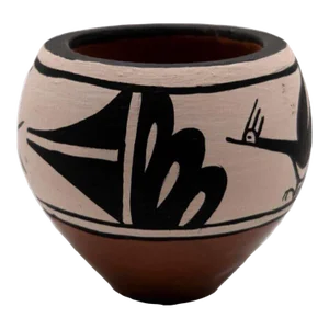 Vintage Zia Tribe Native American Hand Painted Miniature Pottery Bowl Signed