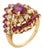 Vintage Gia 1.50 Carat Ruby Diamond 18k Yellow Gold Cluster Ring, Size 7.5 For Sale