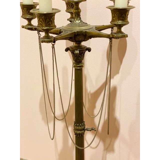 Bronze French Empire Bronze Candelabras -a Pair For Sale - Image 8 of 12