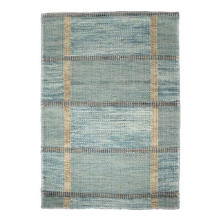Freya Geometric Rug by Celerie Kemble for Chairish in Soft Blues, 3'x10' For Sale